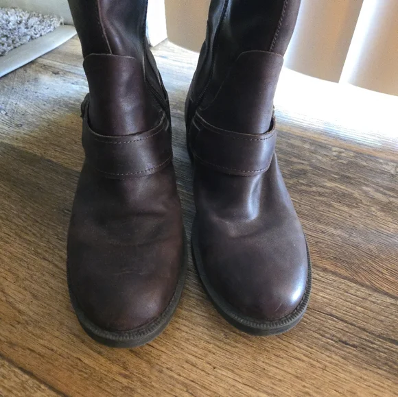 Enzo Angiolini Brown Leather Moto Boots - Picture 4 of 7